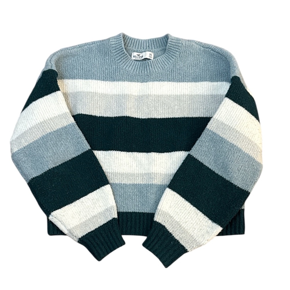 Hollister Crewneck Sweater - Blue, Gray, and White